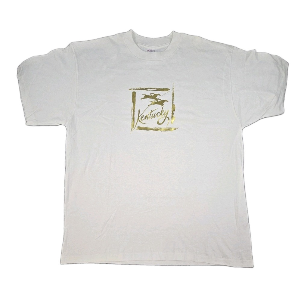 Vintage 1994 Kentucky Derby T Shirt Horse Racing Gold Foil Graphic USA XL